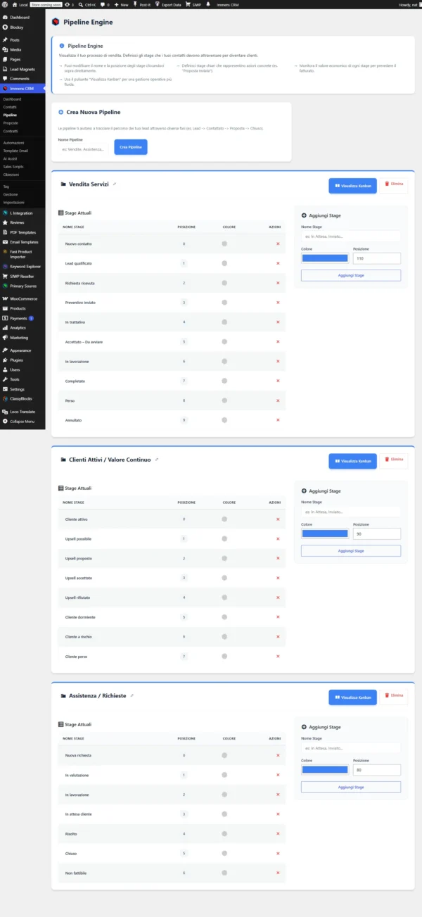 Immens CRM Core - Pipeline Vendita Plugin Immens CRM Core - Pipeline vendita