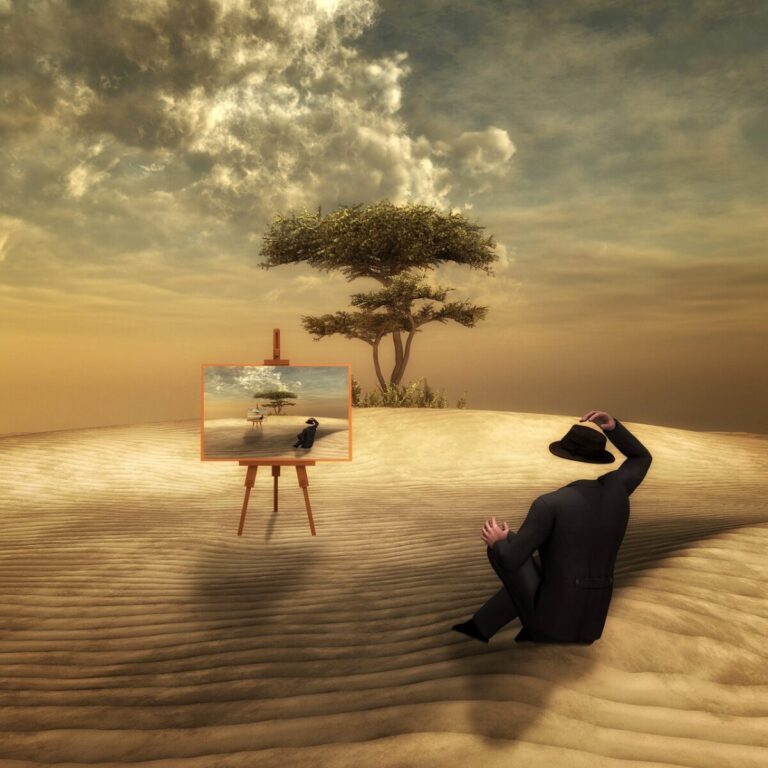 sand, lonliness, man, nature, headless, moments, tree, fantasy, surreal
